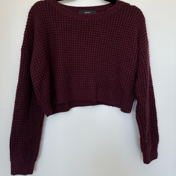 Burgundy cropped sweater - Picture 1 of 2